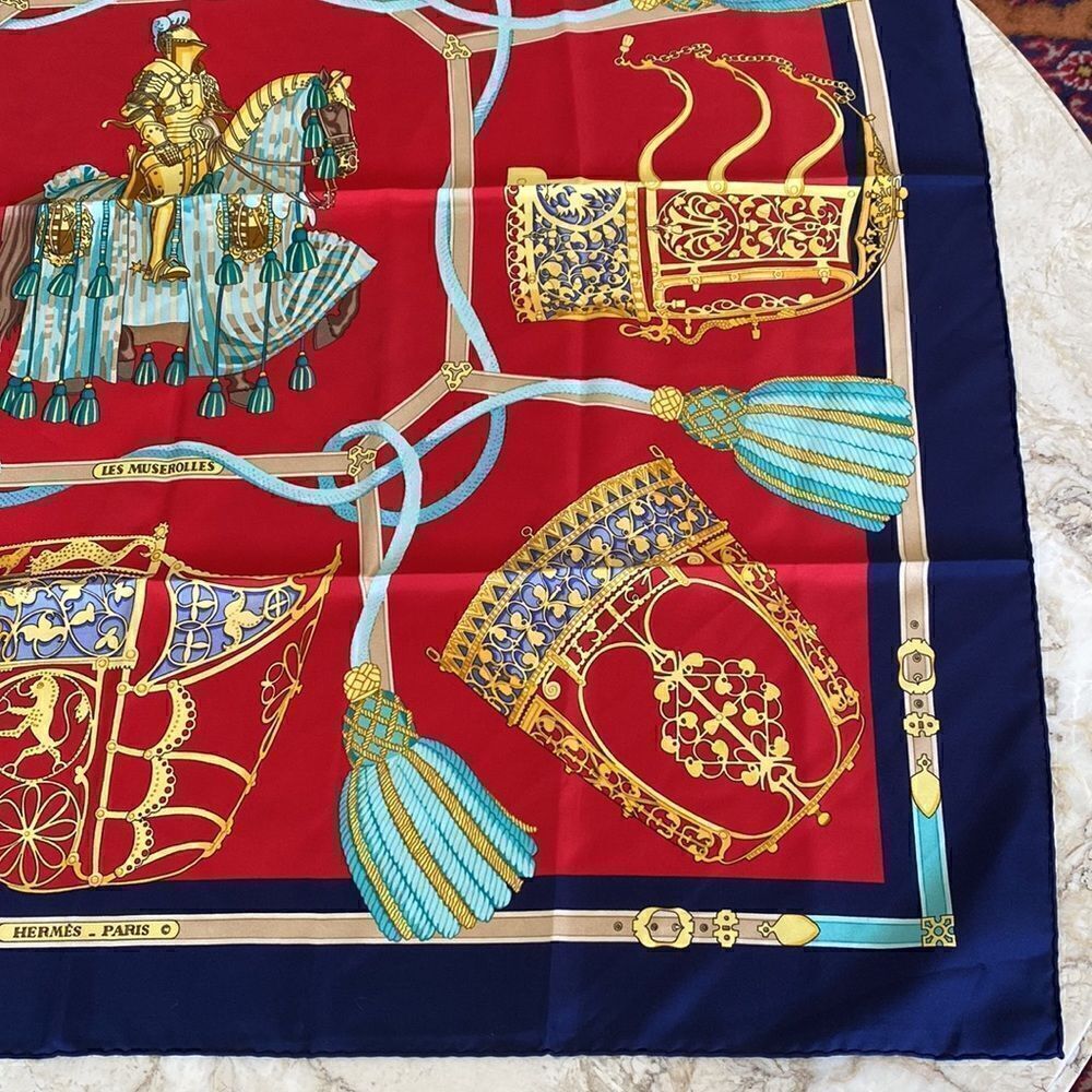 Authentic Les Muserolles HERMÈS© Carre Large Silk Scarf - Picture 12 of 16